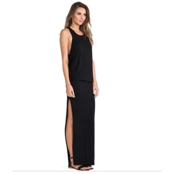 MIKOH Mavericks Maxi Dress Side Slit Scoop Neck Cover Up Black Racerback… - Picture 1 of 9